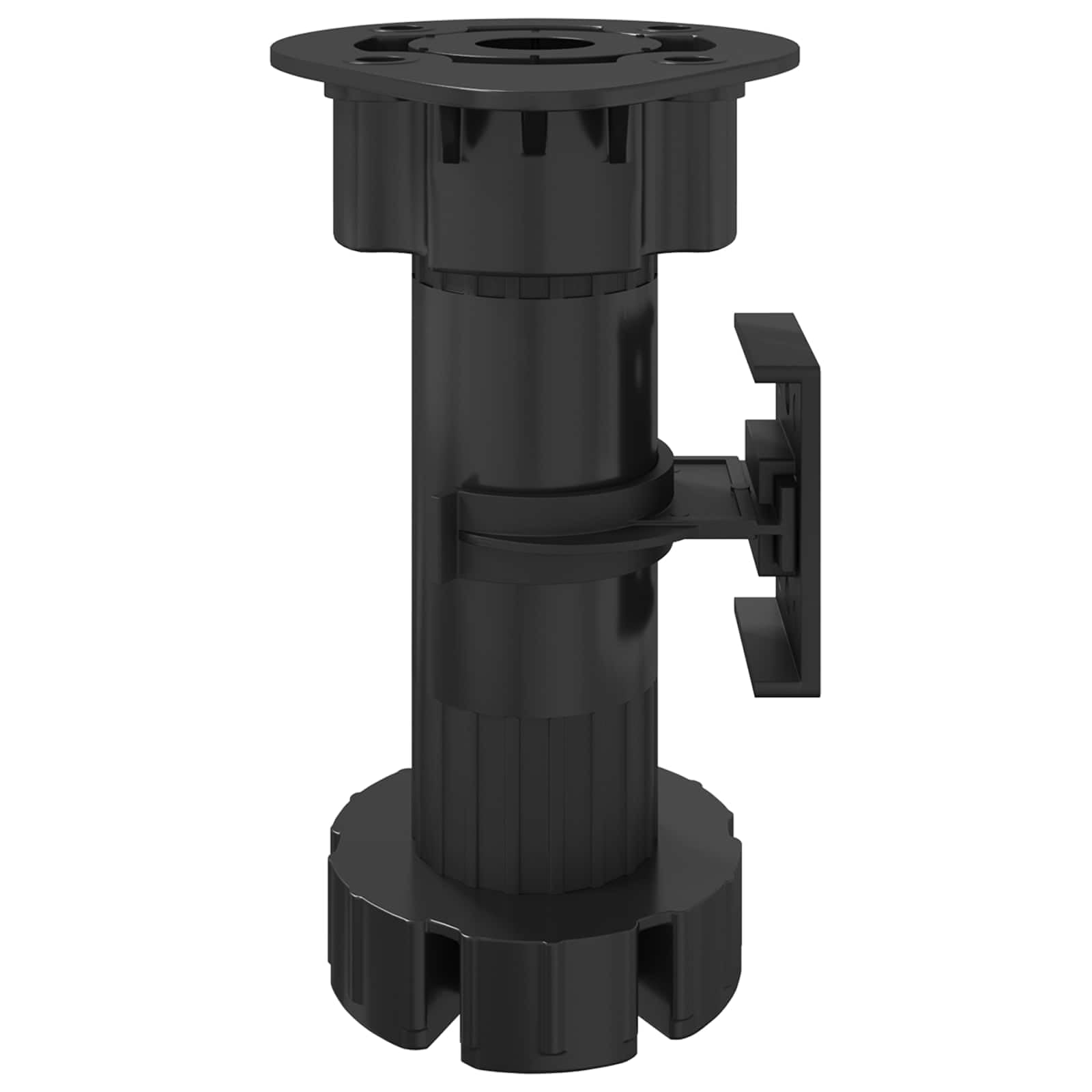 Nogi meblowe regulowane, 12 sztuk, czarne, 46 x 46 x 128 mm, PP z metalowym wspornikiem, trwałe i z regulacją wysokości 98-128 mm, idealne do elementów szafy, wsporników regałowych, montaż w