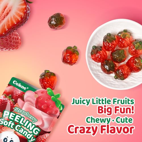 COKOC Peelable Gummy Candy Variety Pack,Mango Strawberry Lychee Peach Grape Pineapple,Soft Chewy Fruit Snack,Pack of 6,75g Each (Total 450g) - image 3