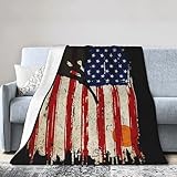 Warm Ultra-Soft Skeet Shooting USA Flag Trap Shooting Clay Pigeon Flannel Blanket,Black All Season Throw Blanket Home Decor Gifts for Sofa Couch Bed Living Room 80'X60'