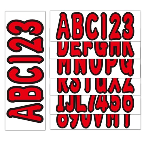 Image of 4 Sets 3 inch Marine Alpha-Numeric Registration Numbers and Letters Sticker Decal Kits for Boats & Personal Watercraft Red (Pack of 3)