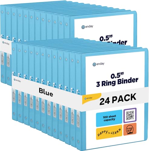 Enday 1/2 inch Binder 3 Ring Binder (24 Pack -
