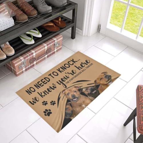 ���փ}�b�g �X�^�b�t�H�[�h�V���[�E�u���E�e���A�̂��킢���������� 50×80cm doormat Staffordshire Bull Terrier Cute Home Decor