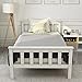 Letto Singolo per Bambini e Adulti in Legno 90 X 200 cm, Letto Singolo in Legno Bianco con Testiera in Legno di Pino Massiccio, per Bambini, Ragazzi, Adulti, Letto per Gli Ospiti, Culla