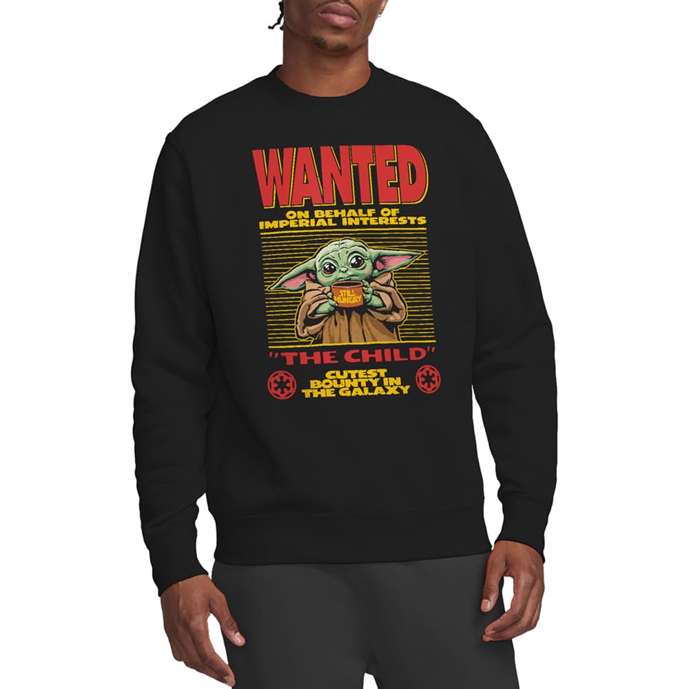 Star Wars Men's Black The Mandalorian Cutest Bounty Wanted Grogu Sweatsh in Size 2XL, Sports Direct