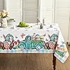 Horaldaily Easter Tablecloth 6084 Inch Truck Gnome Easter Eggs Washable Table Cover for Party Picnic Dinner Decor