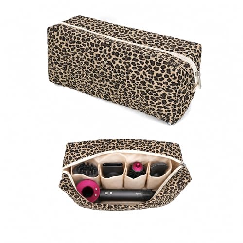 Hair Tools Travel Bag Compatible with Dyson Airwrap Styler & Shark Flexstyle Portable Travel Case for Dyson Air Wrap Attachments with Large Opening Hair Dryer Curling Irons Storage Bag (Leopard)