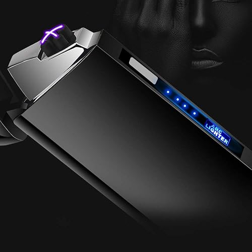 Miniatura 2 de Encendedor eléctrico de plasma de doble arco ancho, encendedor recargable por USB, resistente al viento, sin llama, encendedor de moda, sin butano,