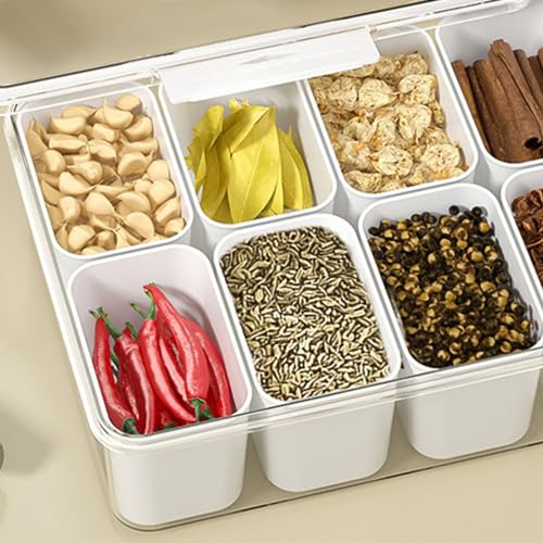 Riuulity Divide Serving Tably mit Deckel und Handle, 8 Fächer Clear Snack Tably für Partyunterhaltung, Lebensmittelaufbewahrungsbox