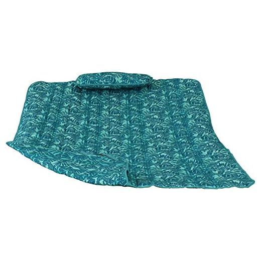 Sunnydaze Cotton Quilted Hammock Pad and Pillow Set Only - Durable Outdoor Rope Hammock Accessories - Replacement Hammock Pad - Cool Blue Tropics