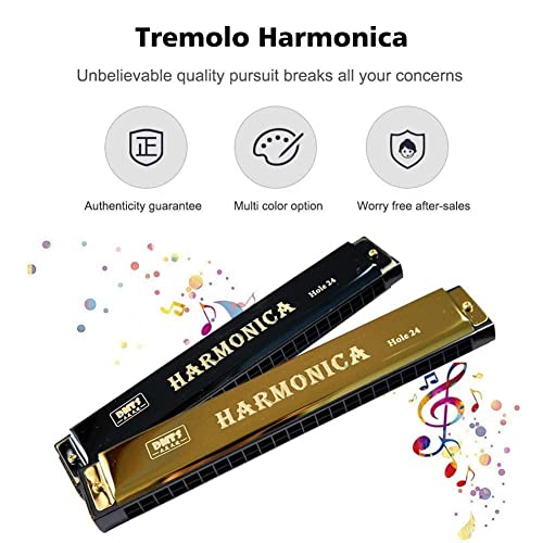 DHliIQQ Harmonica trémolo Blues à 24 trous avec touches en Do pour débutants - Les Beatles, Paul McCartney, John Lennon, RIngo Starr, George Harrison DHliIQQ Harmonica trémolo Blues à 24 trous avec touches en Do pour débutants – Image 4