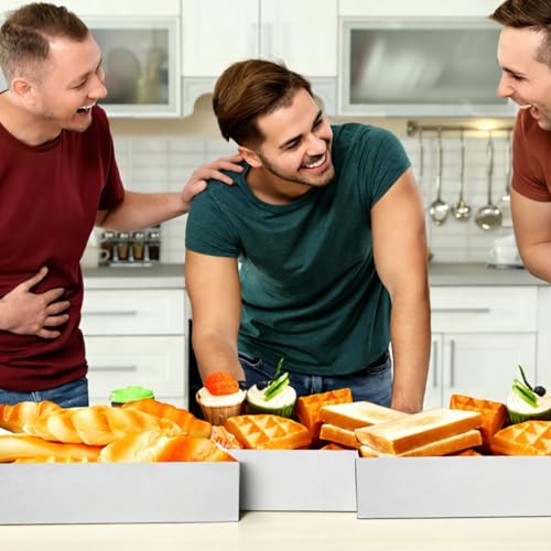 Image of LemonRoad 50 Pack Cardboard Disposable Food Trays, White, 13 inch X 9 inch X 3 inch