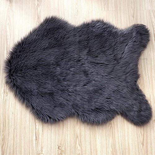 YDFYX Lammfell Schaffell Teppich Kunstfell Dekofell in Super weich Lammfellimitat Teppich Longhair Fell Optik Nachahmung Wolle Bettvorleger Sofa Matte (Schwarz, 50 x 80cm)