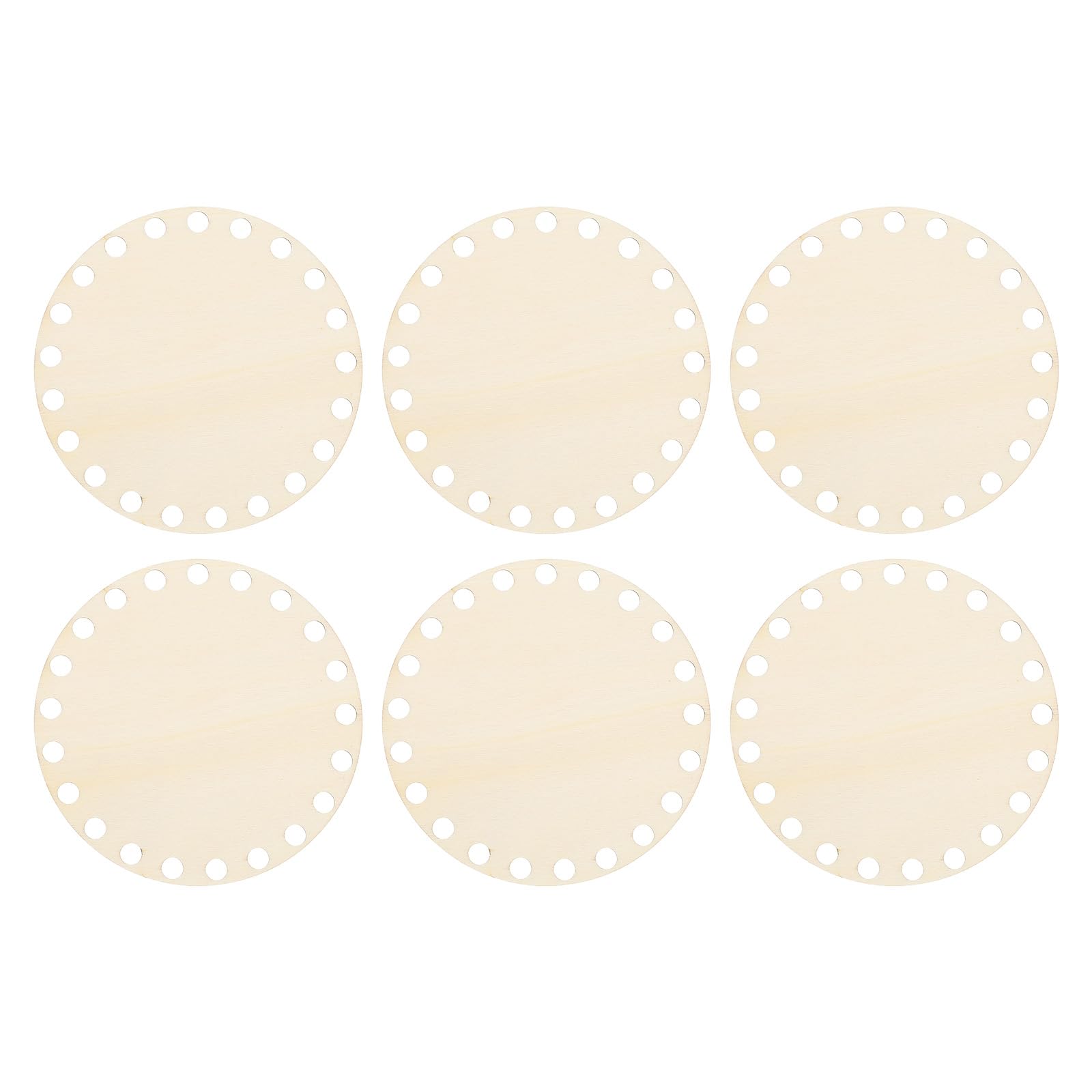 PATIKIL - Base de cesta de ganchillo de 4 diámetros, 6 piezas, redonda, en blanco, de madera para tejer a ganchillo, para manualidades, suministros para hacer cestas, decoración del hogar, color madera