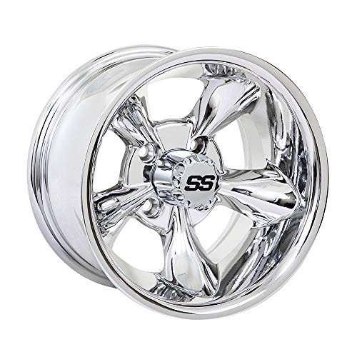 Godfather Aluminum Golf Cart Wheel 4-4 Bolt (4x101.6mm) | 3:4 Offset (Chrome, 12x7)