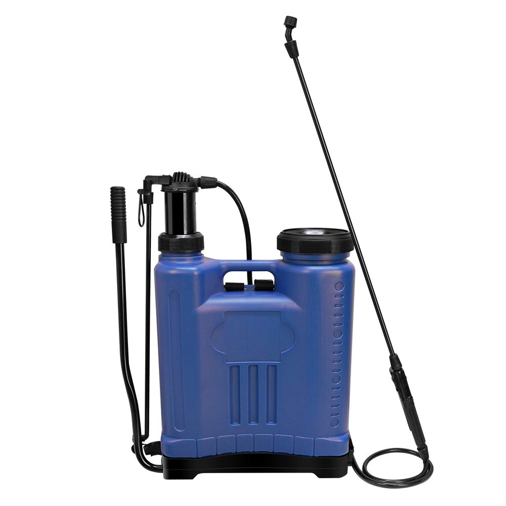 Seasonfall 4 Gallon Sprayers in Lawn and Garden with Adjustable Nozzles Knapsack Manual Hand Backpack Pump Sprayer, Blue