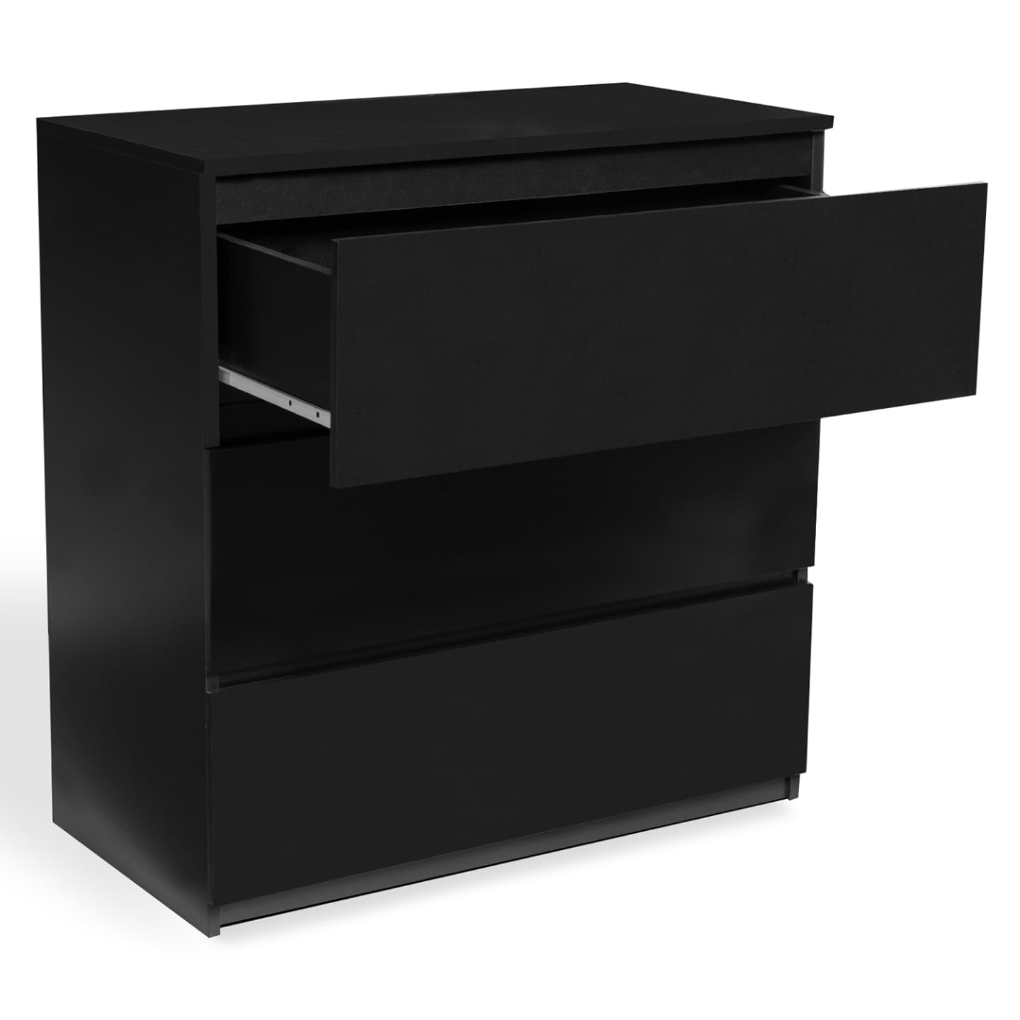 IDMarket - Commode 3 tiroirs TOMI 78 cm Bois Noir