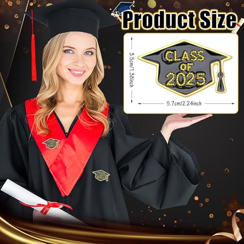 Image of 12 PCS Graduation Enamel Brooch for Hats Rhinestone Crystal Graduation Cap Lapel Badges Congrats 2026 Graduation DIY Brooch Pins Gift for Teacher Clothes Bags Backpack Jewelry Decor