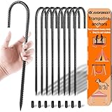 XINCAMPING Trampoline Stakes,Galvanized Steel Ground Stakes Heavy Duty Rebar Stakes Anchors Kit,8 Pack Safety Tent Stakes,12