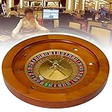 TAUIANE Tragbarer Roulette-Kessel Casinoset, Roulette-Drehscheibe aus Holz mit Casino-präzisionslagern, Verchromter Messing-Drehturm mit Extrem Leichtgängiger Drehbewegung,Single0,20INCH