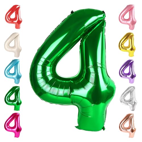 Image of 4 Balloon Numbers Birthday Decorations, 40In Green Balloons for Men Women | Eye-catching Appearance, Perfect Decorative Centerpieces, Convenient Self-sealing Structure, Widely for Various Occasions