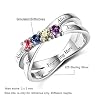 Love Jewelry Personalized Sterling Silver Mothers Rings with 4 Simulated Birthstones Engraved 4 Family Names Anniversary Rings Mothers Day Rings for Women