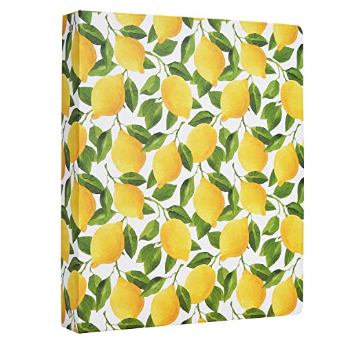 Classeur à anneaux rétro citron de 2,5 cm pour format lettre avec 2 pochettes