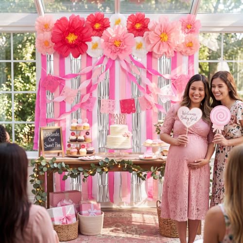 Image of Taobary 28 Pcs Mexican Paper Flower Party Decoration, Pink, Stylish