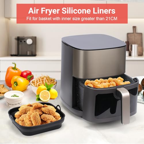 Miniatura 2 de Alyvisun Moldes Silicona Freidora De Aire, 2 Piezas Bandeja Accesorios Para Freidora Sin Aceite Reutilizable Recipientes Cuadrado Cesta Utensilios Para Air Fryer, Microondas, Horno Negro