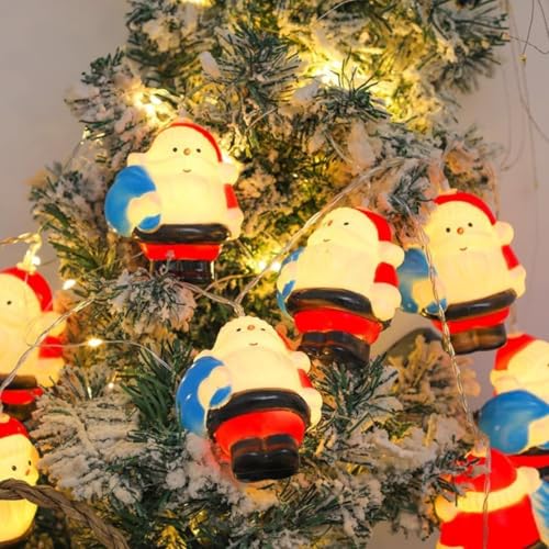 Wyazzivサンタクロース飾り LEDライト クリスマス照明 クリスマスツリー ガーデン照明 電池式 室内外飾り 防水 クリスマス パーティー 結婚式 誕生日 ガーデン 正月 祝日 学園祭 アウトドア 街路樹飾り 飾りLEDランプ (電池式モデル:長さ1