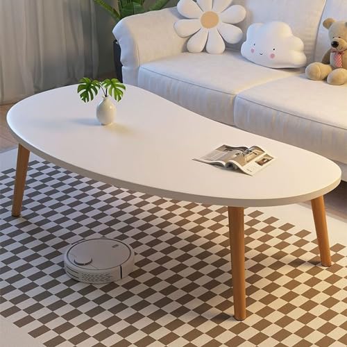 HUHJYUGE Mesitas de Cafe para Salon, Mesa Auxiliar Vintage Moderna, Mesa de Centro Ovalada Mesa Baja, Madera Maciza Piernas, para Apartamentos Pequeños y Sala de Estar (A 80cm)