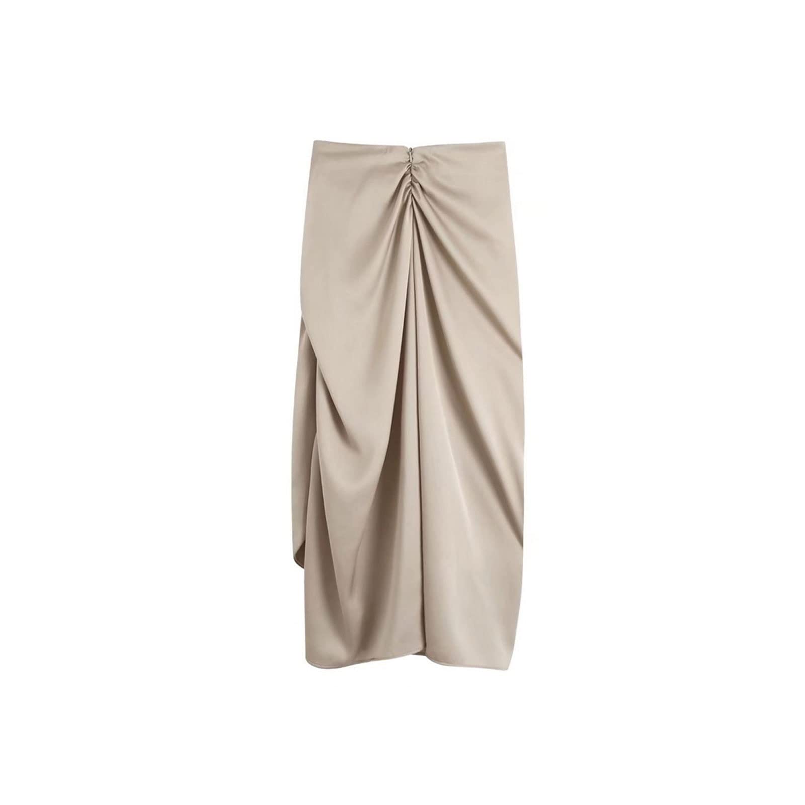 Falda de moda para mujer, con nudo fruncido, abertura frontal, falda midi de cintura alta con cremallera trasera