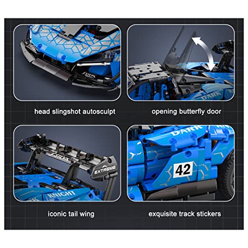 Dr.Bricks CADA C63003W Technik 1/10 Sportwagen Modellbausteine, Rennauto kompatibel mit Lego Technic - 2088 Teile – Bild 4