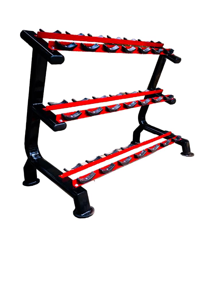 Body Maxx Heavy Duty 3 Tier Dumbbell Rack With Holding Hooks Red And Black Combination For Home & Commercil Gym (B0CFH9N9LV) Amazon Price History, Amazon Price Tracker