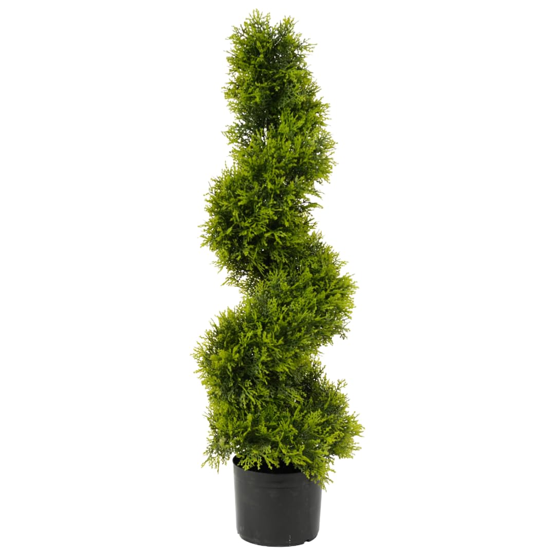 Best Artificial 90cm 3ft Cedar Conifer Spiral Topiary Tree **UV Fade Protected**