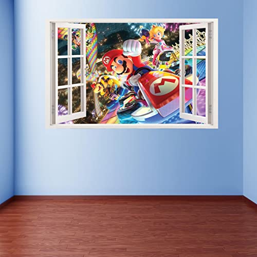 Mario Wall Decal - Kids Cartoon Bedroom, Boys' Room, Game Room Wall Decor - Video Game Stickers Birthday Party Supplies - Peel And Stick Removable Sticker - 35" X 24" #TOP1
