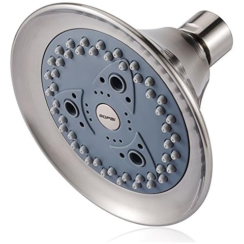 BOPai Ultra-Luxury Brushed Nickel Shower Head, 7 Settings, 9.5 L/min Max Flow Rate, ABS Body, 5-Year Warranty Cover