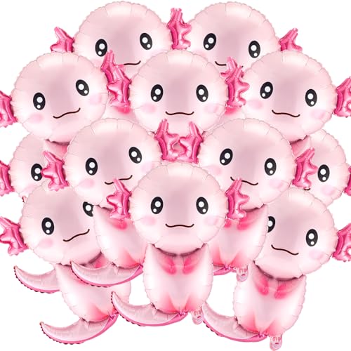 Image of Gejoy 18 Pcs Axolotl Birthday Party Decorations Axolotl Balloons 26 Inch Cute Aluminum Foil Balloons Inflatable for Summer Beach Themed Party Pool Toys Favor Supplies