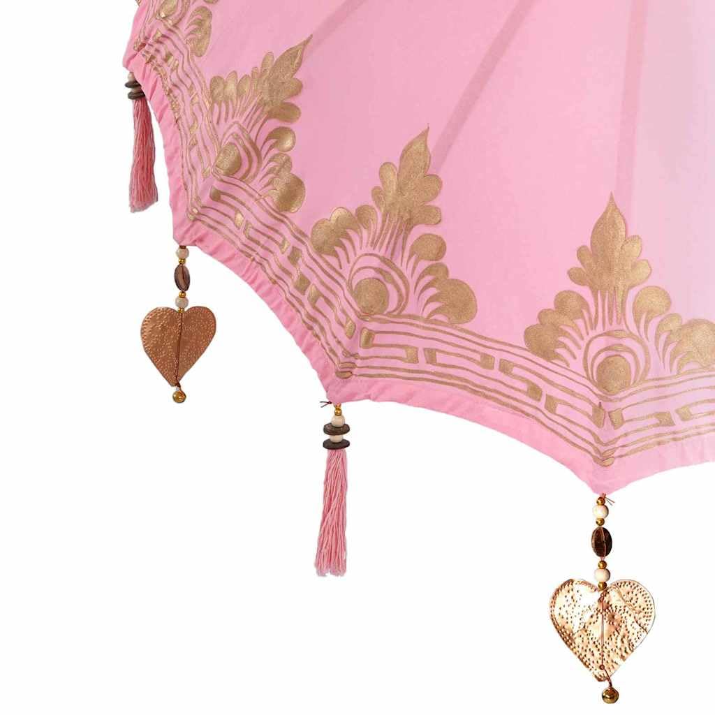 vidaXL Baliński Parasol z Bazą Różowy 95 x 95 x 260 cm, Zadaszenie do ogrodu i tarasu, parasol balkonowy, okrągły cień, rustykalne meble na letnie słońce
