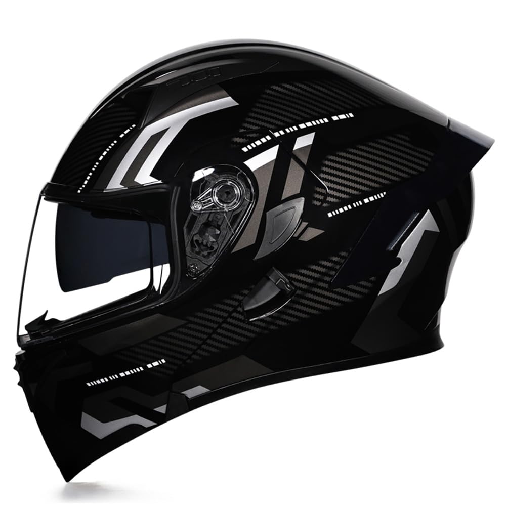 Full Face Flip Up Motorcycle Modular Helmet Integrated Motorbike Dual Visor for Adults Men Women Moped Street Racing DOT Approved — view 34