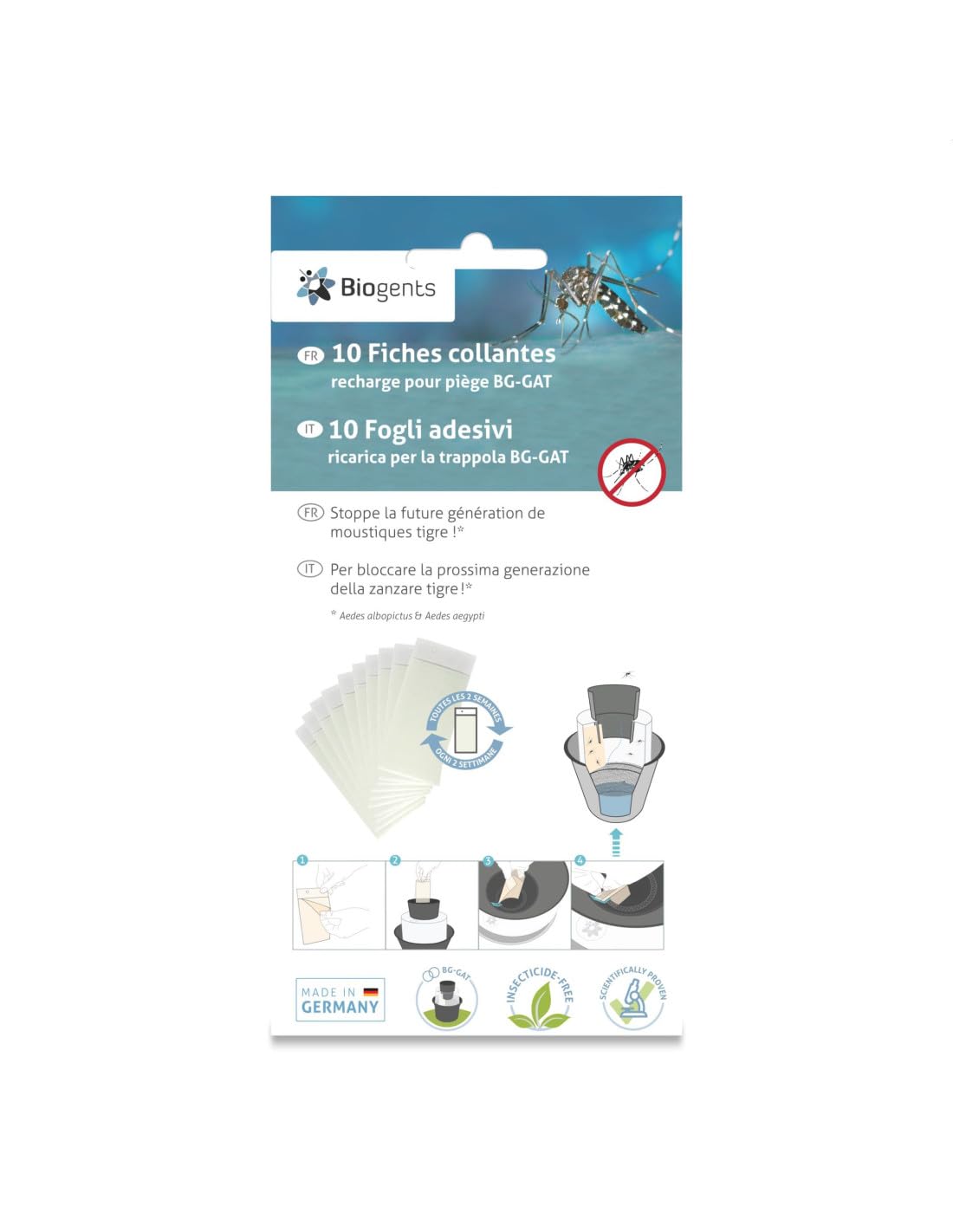 BIOGENTS Confezione da 10 Ricariche Spine Collant | Sticky Cards | per Trappola Esterna Anti Zanzare & Zanzare Tigri BG-GAT2 | Cattura Tutte Le Zanzare