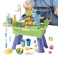 Générique Table Jeux Aquatiques - avec Jeu de pêche - évier de Jeu pour avec Eau Courante - pour Jardin, Plage, Parc, Crèche, Maternelle, Été, Patio, Camping, Intérieur, Garçons Et Filles