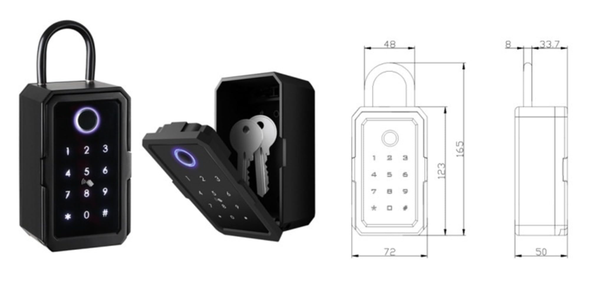 特価□ 指紋認証 スマートキーボックス 小型 玄関 セキュリティ