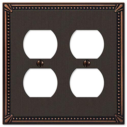 Image of Amerelle 77RBN 74DDDB Wallplate, Double Toggle, Aged Bronze