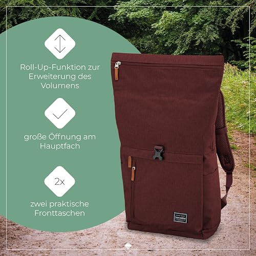 Travelite Handgepäck Rucksack, Laptop Rucksack 15,6 Zoll, BASICS, Reiserucksack Rolltop Funktion, 60 cm, 35 Liter
