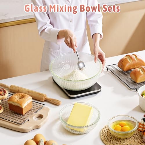 Glass Mixing Bowls with Lids Sets, 5 PCS Serving Bowls for Party or Kitchen - Image 4