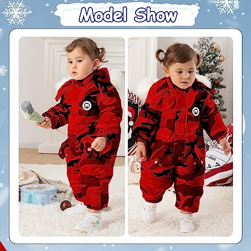 XIFAMNIY Girls Boys One Piece Snowsuits Overalls Ski Suits Waterproof Coats Jackets Jumpsuits for Winter 2T-5T Baby Toddler…4
