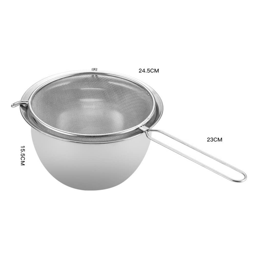 Passoire à mailles fines en acier inoxydable – Tamis de cuisine de 20,3 cm pour nouilles, riz et pâtisserie – Tamis en fil d'argent pour quinoa, farine et jus – Taille du panier 45 x 25 x 5 cm