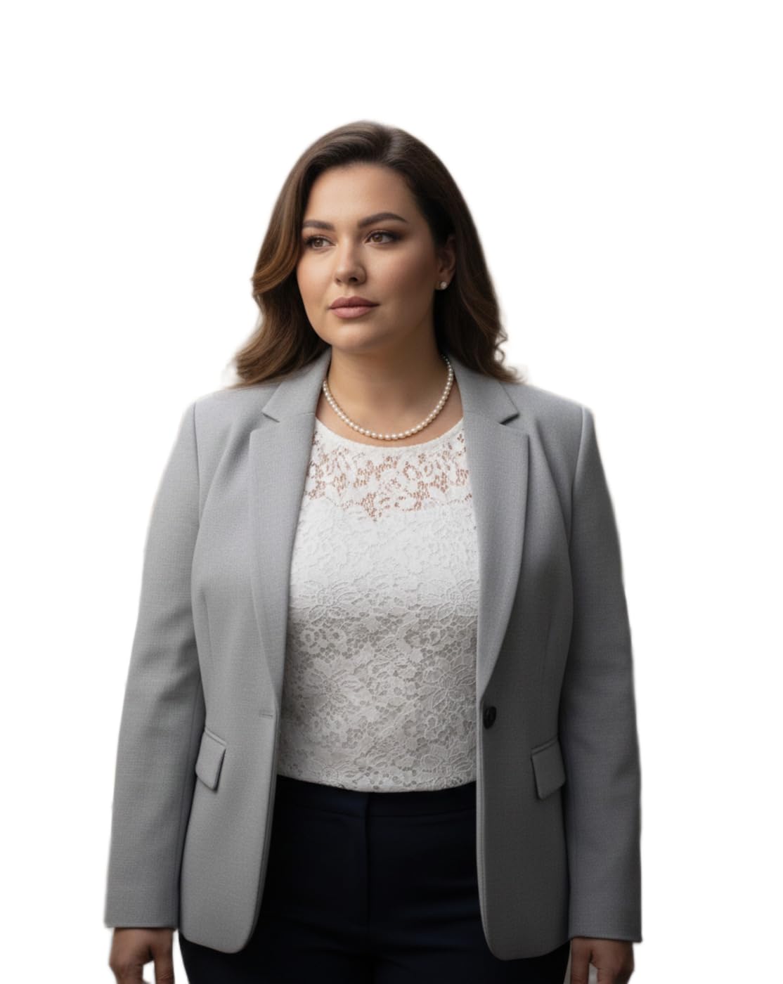 Plus Size Ladies Formal Blazer | Elegant Grey Work Wear Coat