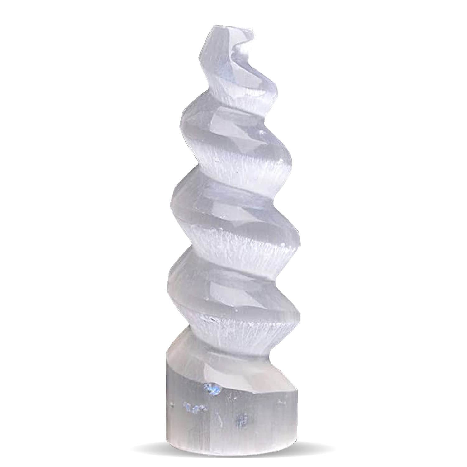 NORTHLANDZ Selenite Crystal Spiral Tower, Natural Moroccan Healing Crystals for Meditation & Anxiety Relief - Best for Home Decor & Yoga, Ideal Gift, White - 15cm
