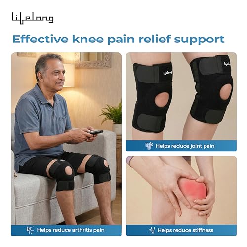 Image of Lifelong Knee Cap Open Patella for Pain Relief and Support, Arthritis & Sports | Anti-Slip Knee Brace Compression Sleeve with Adjustable Fit | Patella Cap with Joint Support for Men & Women (LLOKS60)
